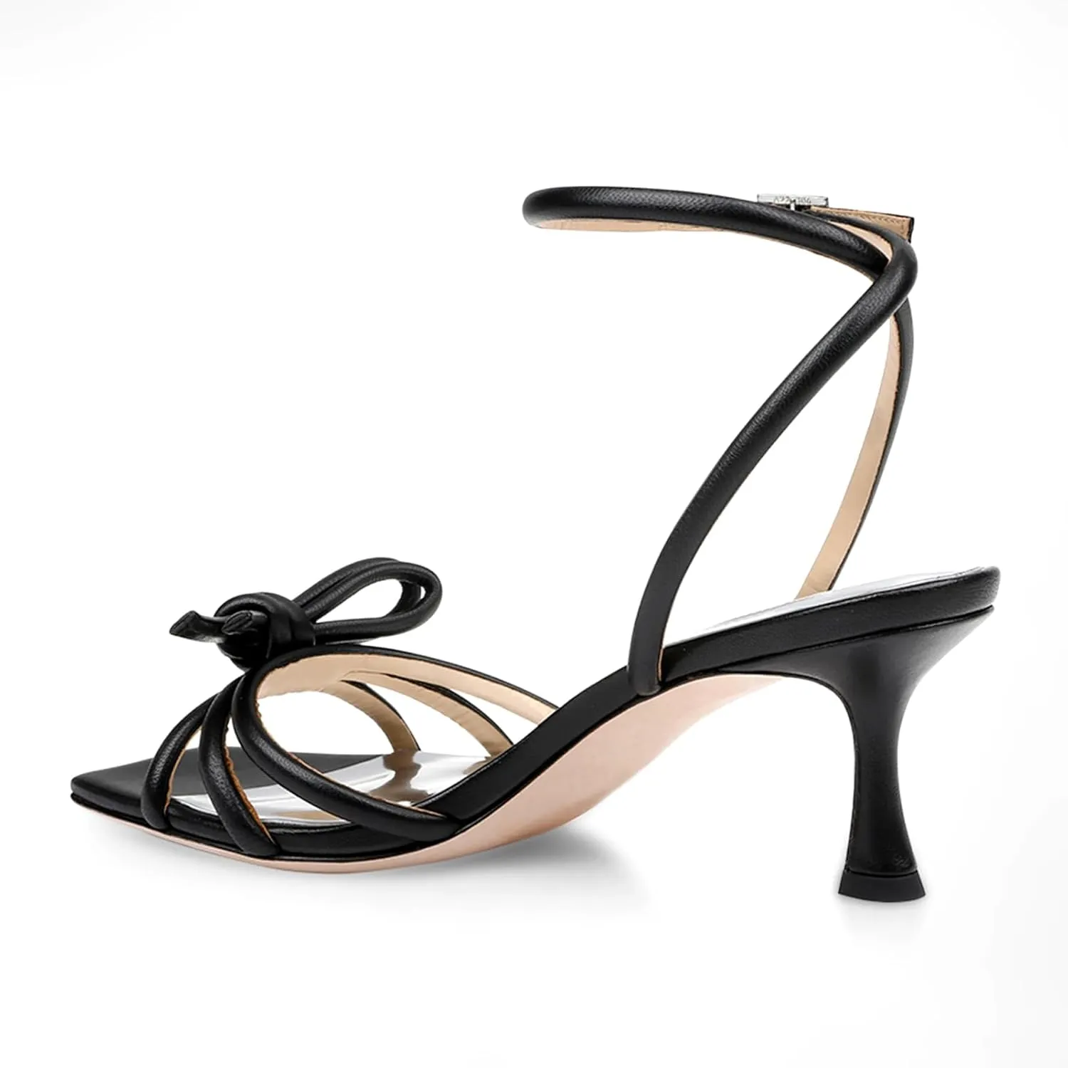 Vaslemuse Heels, Kitten Heels for Women, Bow Heel Sandals Square Open Toe, for Wedding Dress Party