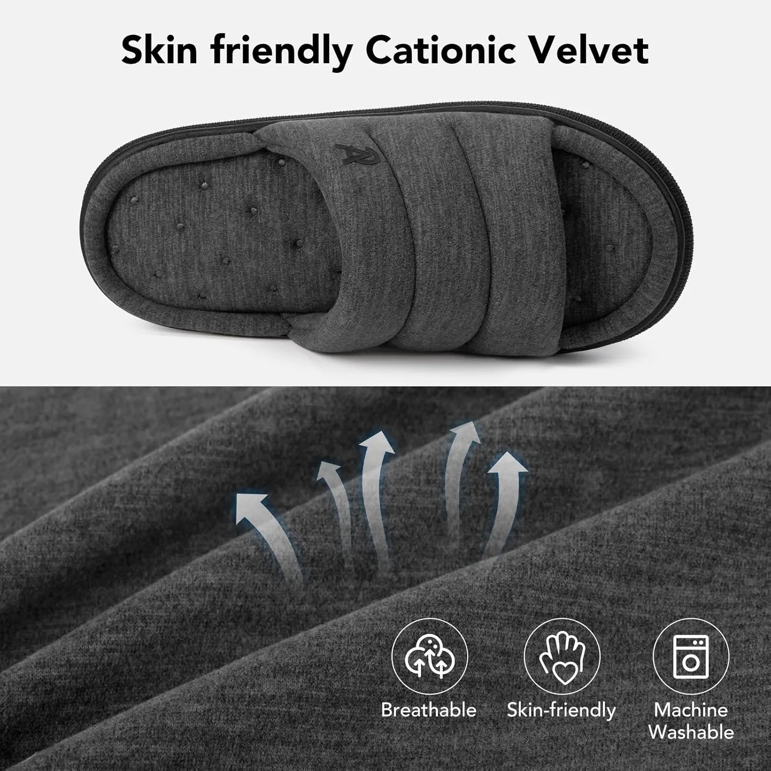 VeraCosy Mens Open-Toe Slippers Memory Foam Indoor Outdoor House Shoes