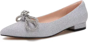 VETASTE Women's Ballet Flats Double Bow Pointed Toe Casual Comfortable Slip on Flat Ballerina Shoes