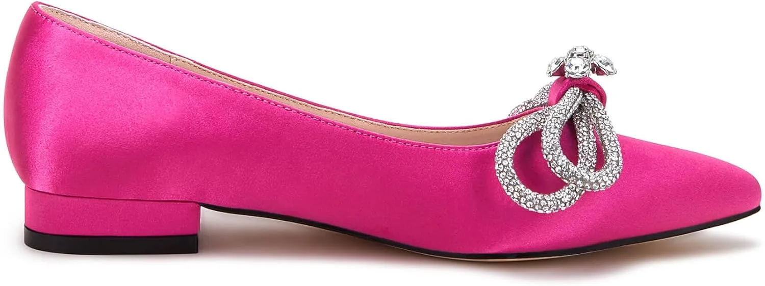 VETASTE Women's Ballet Flats Double Bow Pointed Toe Casual Comfortable Slip on Flat Ballerina Shoes
