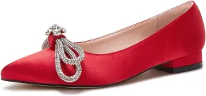 VETASTE Women's Ballet Flats Double Bow Pointed Toe Casual Comfortable Slip on Flat Ballerina Shoes