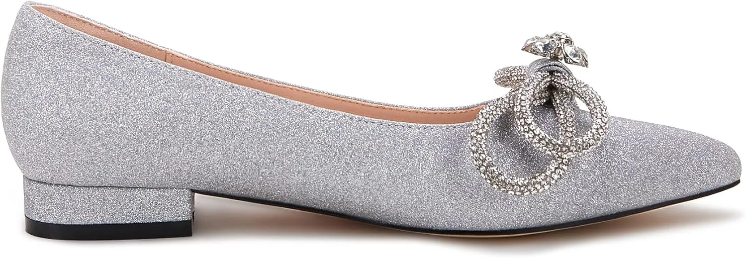 VETASTE Women's Ballet Flats Double Bow Pointed Toe Casual Comfortable Slip on Flat Ballerina Shoes