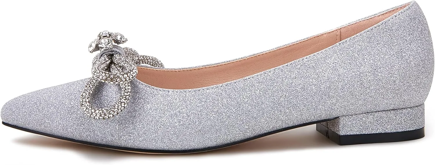VETASTE Women's Ballet Flats Double Bow Pointed Toe Casual Comfortable Slip on Flat Ballerina Shoes
