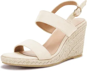 VETASTE Womens Espadrille Wedge Sandals Heels Open Toe Platform High Heeled Ankle Strap Buckle Dress Wedges Shoes