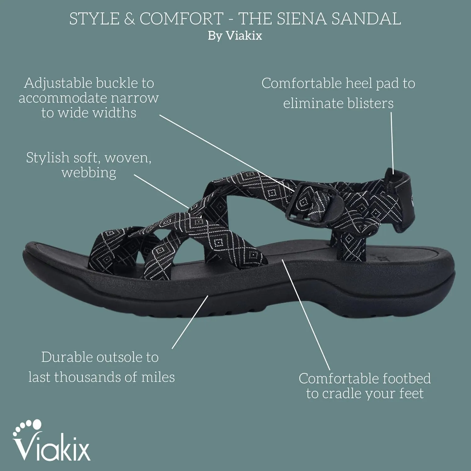 Viakix Womens Walking Sandals: Cute Stylish Comfy Athletic Sport Outdoor Hiking Sandal for Trekking Water Outdoor Beach With Arch Support for Womens Ladies
