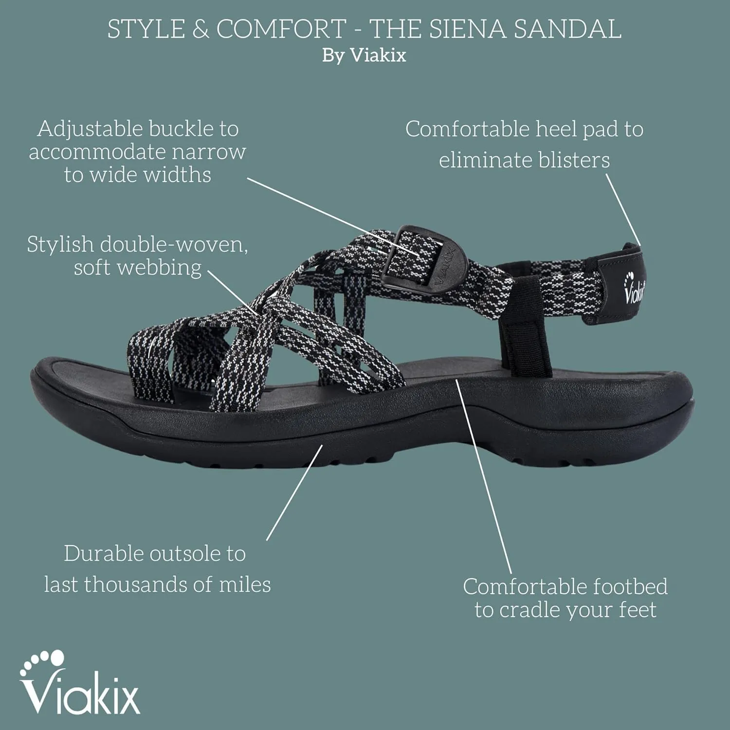 Viakix Womens Walking Sandals: Cute Stylish Comfy Athletic Sport Outdoor Hiking Sandal for Trekking Water Outdoor Beach With Arch Support for Womens Ladies