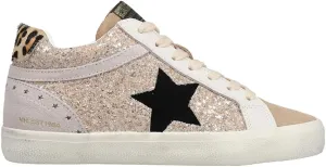 Vintage Havana Womens Bounce Metallic Glitter Lace Up Sneakers Shoes Casual - Pink, Silver, White