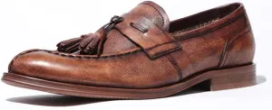 Vintage Tassel Loafers， Mens Manual Slip-On Urban Walking Moccasin Comfortable Leather Shoes,Brown- 38/UK 5.5/US 6.5