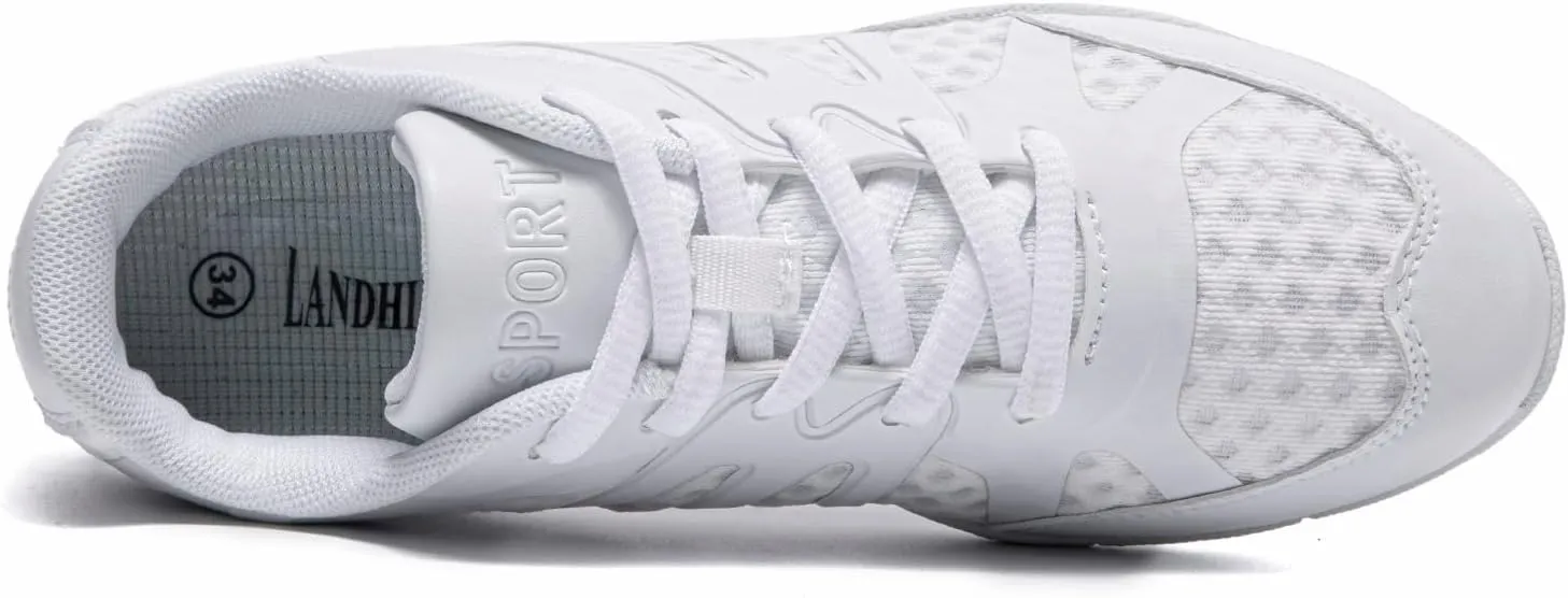 white Cheer Shoes for Womens Cheerleading shoes Girls Youth White Competition Cheerleading Gear Dance Shoe Sports Tennis Training Athletic Flats Breathable Soft comfortable kids cheer sneaker size