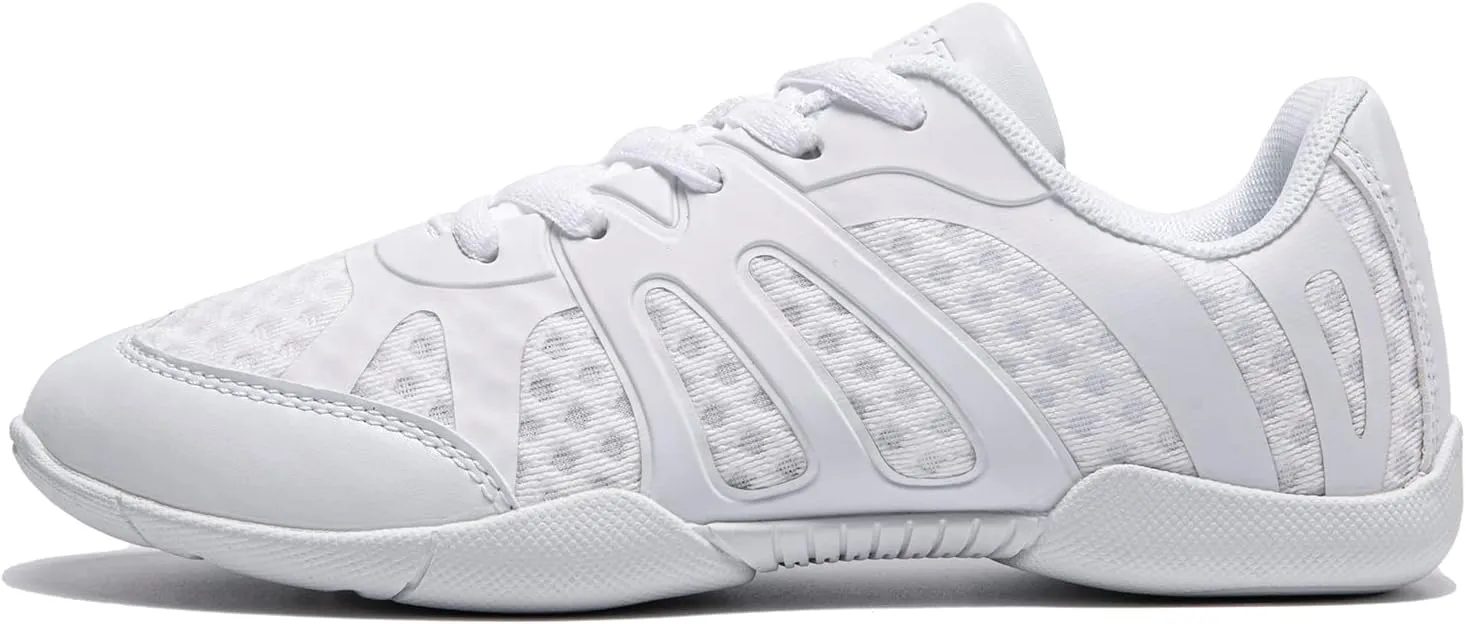 white Cheer Shoes for Womens Cheerleading shoes Girls Youth White Competition Cheerleading Gear Dance Shoe Sports Tennis Training Athletic Flats Breathable Soft comfortable kids cheer sneaker size