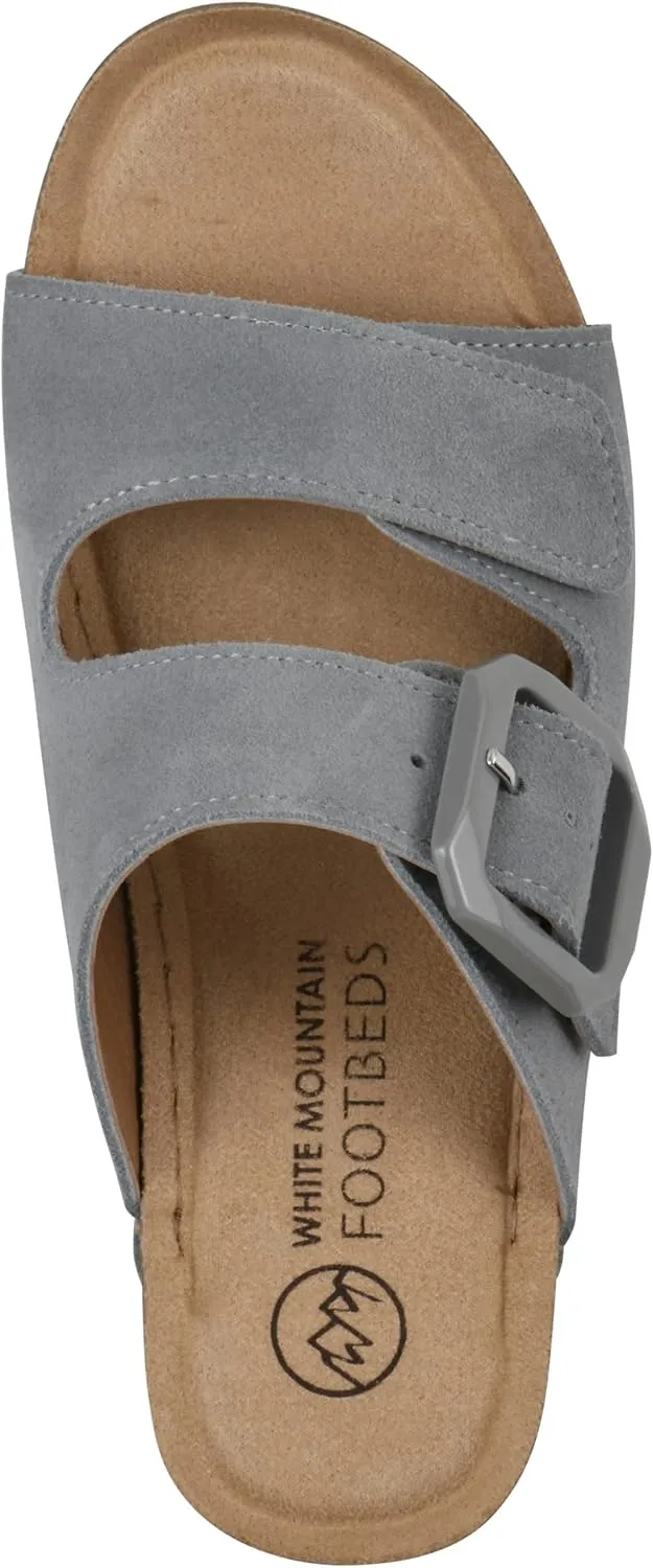 WHITE MOUNTAIN Women's Fearful Double-Strap Mini-Wedge Sandal