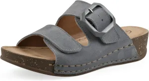 WHITE MOUNTAIN Women's Fearful Double-Strap Mini-Wedge Sandal