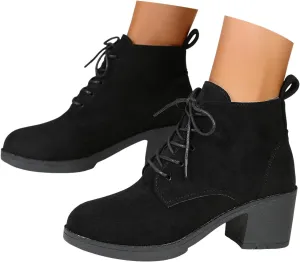Winter Boots For Women Ankle Booties Mid Calf Boots For Women Dressy Low Heel Platform Lace Up High Heels Boots