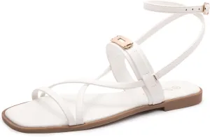 Women's Ankle Strap Flat Sandals Comfort Gladiator Sandal Summer Casual Fisherman Sandals Open Toe Adjustable Buckle Slippers