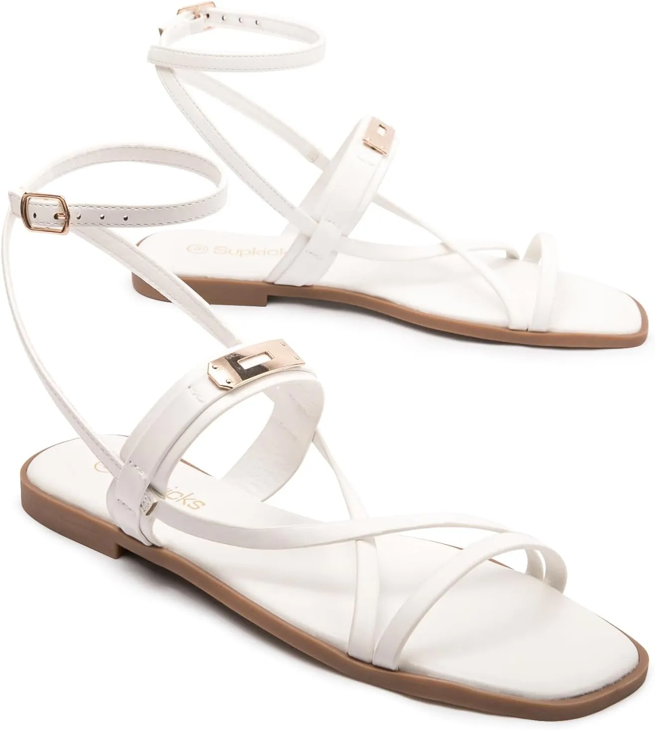 Women's Ankle Strap Flat Sandals Comfort Gladiator Sandal Summer Casual Fisherman Sandals Open Toe Adjustable Buckle Slippers