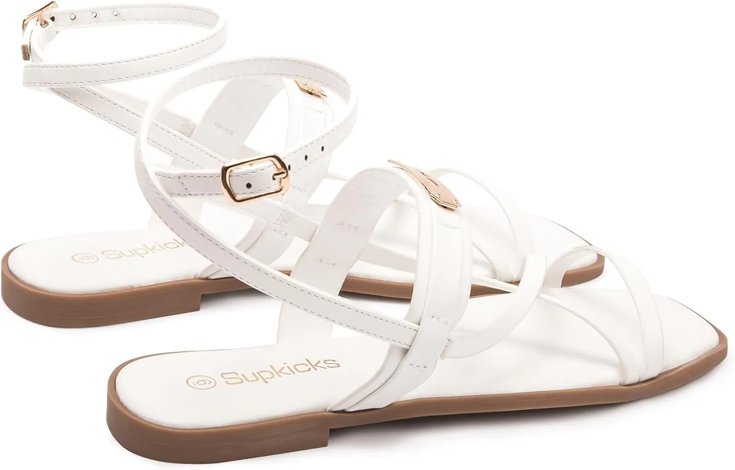 Women's Ankle Strap Flat Sandals Comfort Gladiator Sandal Summer Casual Fisherman Sandals Open Toe Adjustable Buckle Slippers