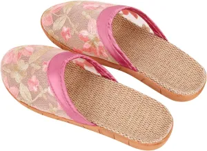 Women's Chinese Mesh Slippers Summer Chinese Floral Mesh Sandals Slides Medium Width Lightweight House Slippers