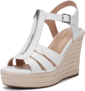 Women's Classic Summer Platform Dress Sandals Wedge Ankle Strap Round Open Toe Sandals Comfy Sloping High Heels for Women Casual Beach