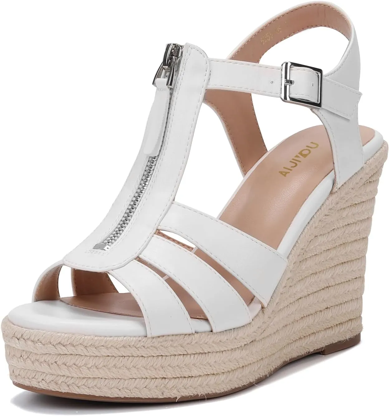 Women's Classic Summer Platform Dress Sandals Wedge Ankle Strap Round Open Toe Sandals Comfy Sloping High Heels for Women Casual Beach