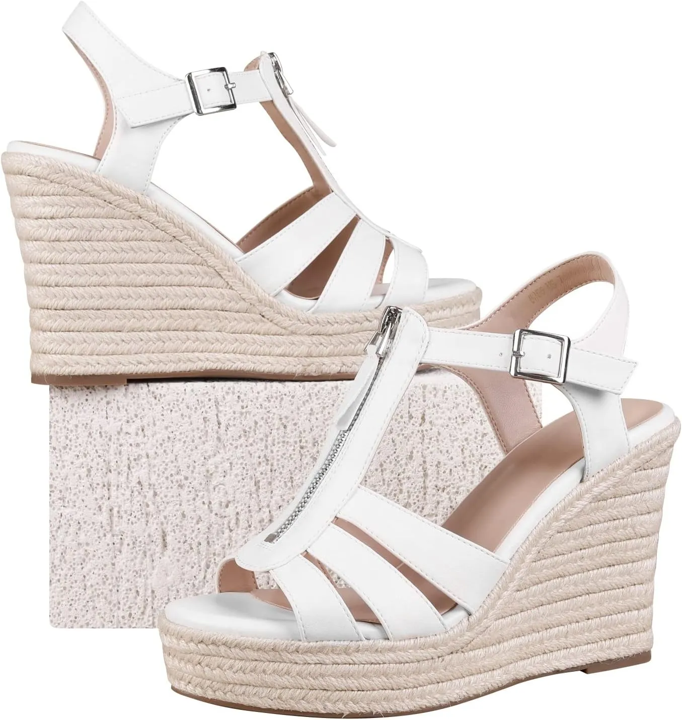 Women's Classic Summer Platform Dress Sandals Wedge Ankle Strap Round Open Toe Sandals Comfy Sloping High Heels for Women Casual Beach