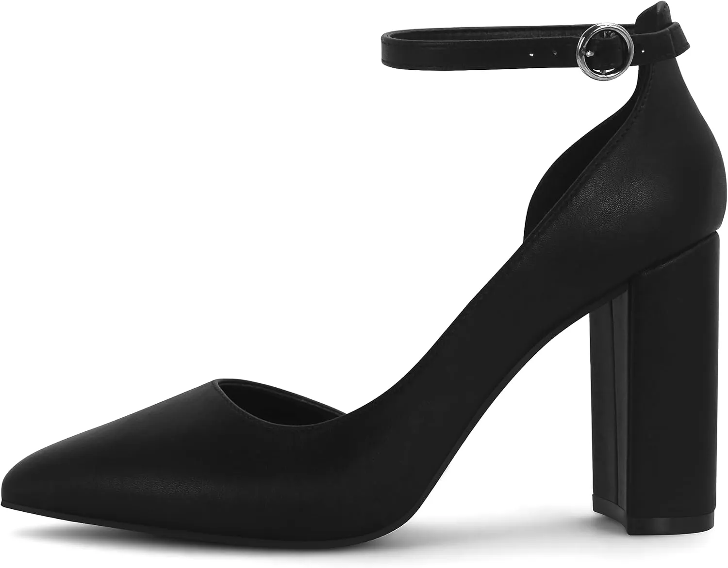 Women's Closed Toe Pumps 3-Inch Chunky Heels Pumps Ankle Strap Dress Wedding Shoes