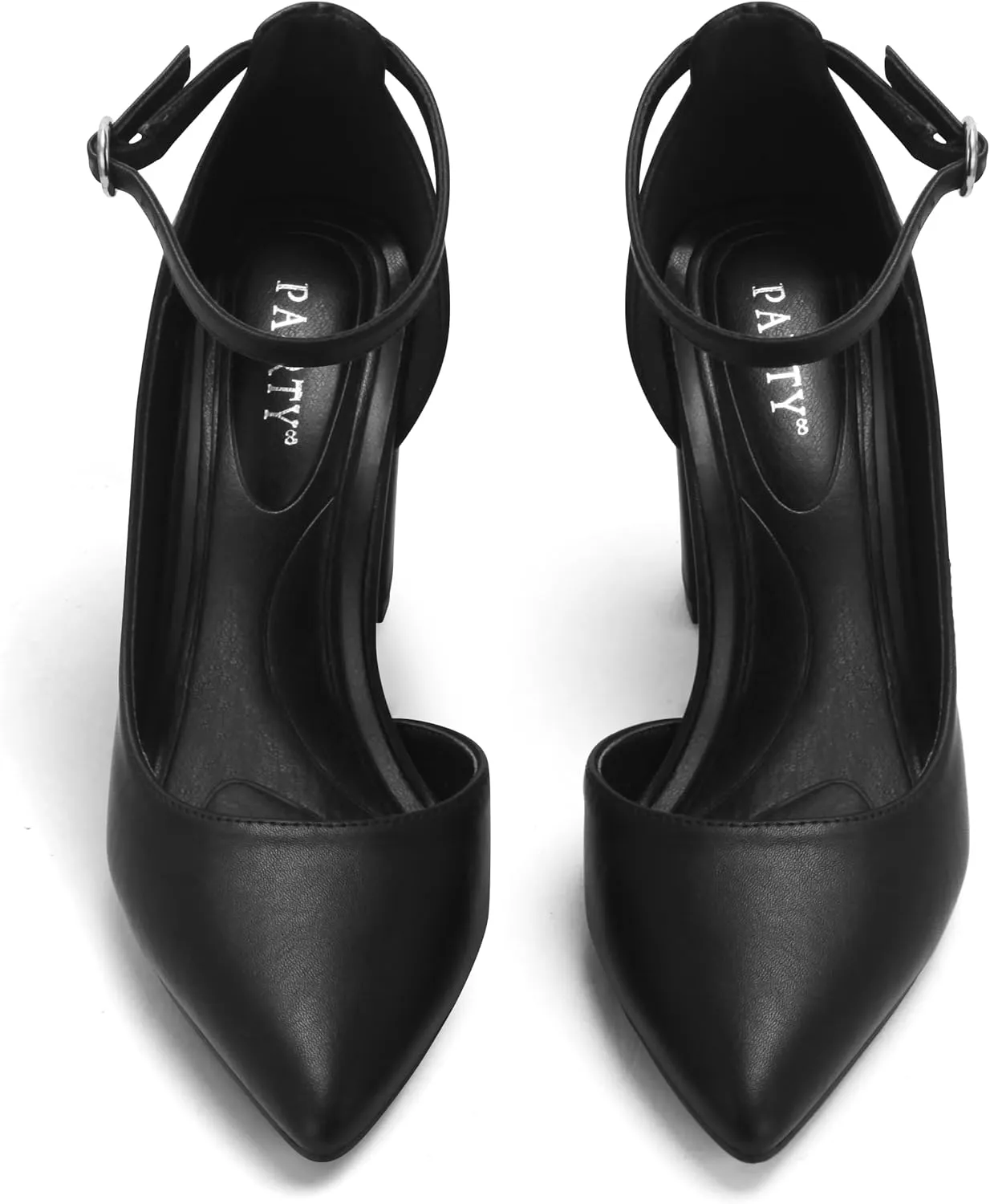 Women's Closed Toe Pumps 3-Inch Chunky Heels Pumps Ankle Strap Dress Wedding Shoes