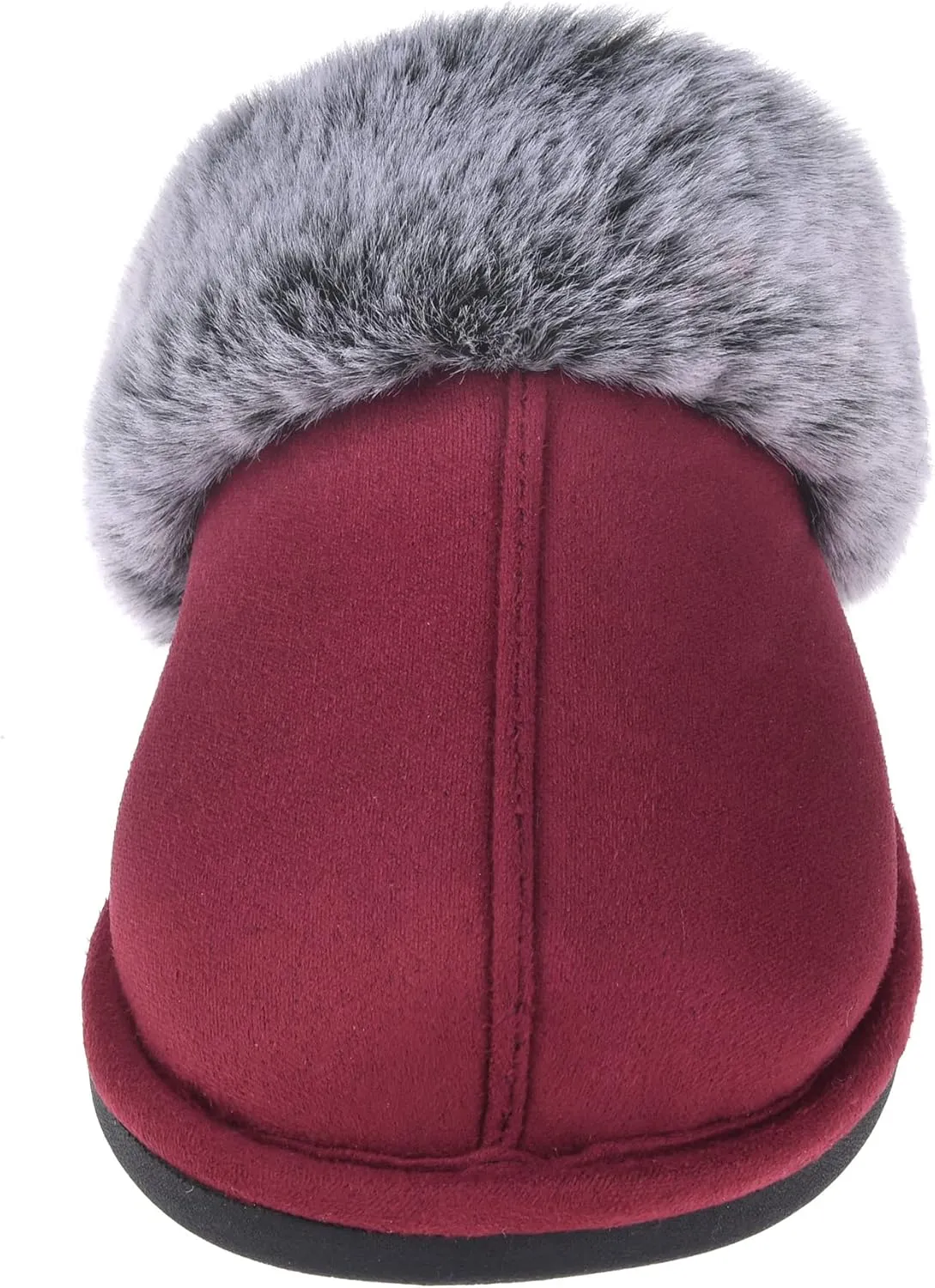 Women's Comfy Faux Fur Scuff Slippers Micro Suede Memory Foam Slip on Fuzzy Slide House Shoes Anti-Skid Sole