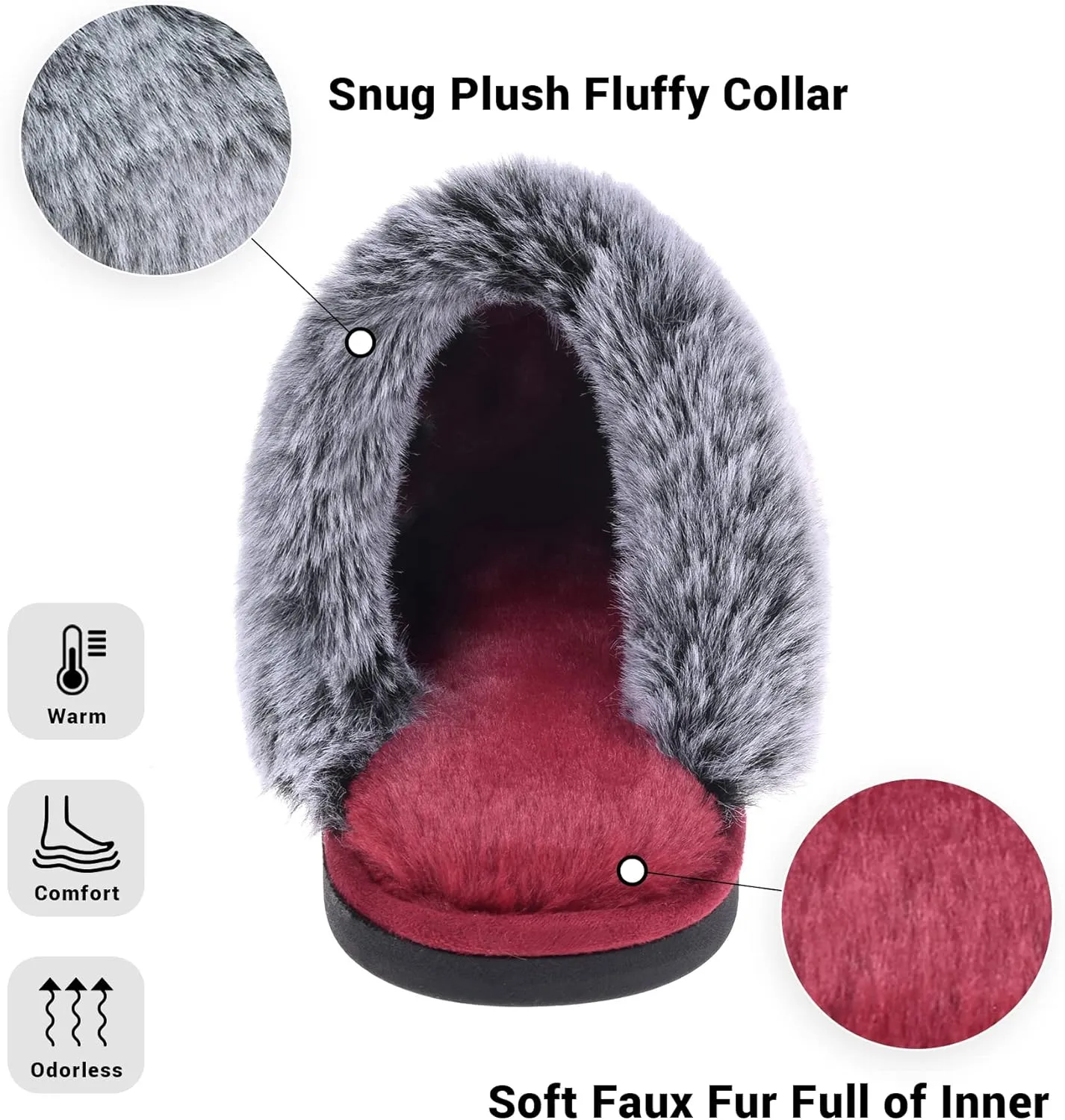 Women's Comfy Faux Fur Scuff Slippers Micro Suede Memory Foam Slip on Fuzzy Slide House Shoes Anti-Skid Sole