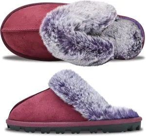 Women's Fuzzy Autumn Winter Plush Purple Solid Faux Fur Slippers