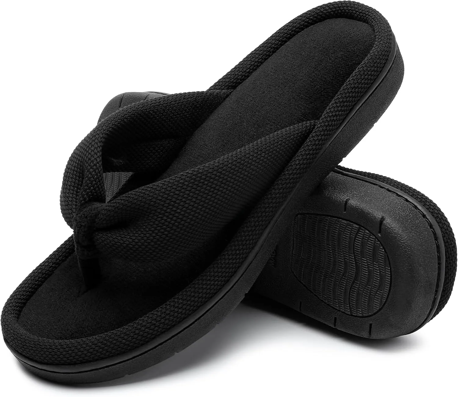 Women's Fuzzy Flip Flops Soft Memory Foam Thong Slippers Anti-Skid Slip Ons Comfy Indoor House Slide Shoes