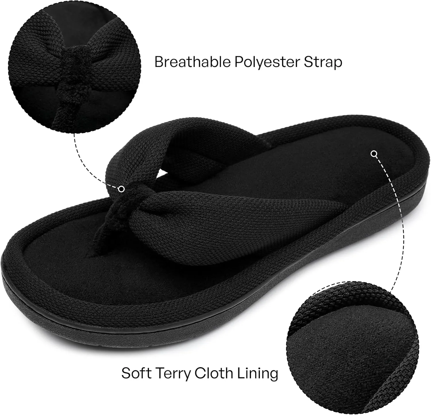 Women's Fuzzy Flip Flops Soft Memory Foam Thong Slippers Anti-Skid Slip Ons Comfy Indoor House Slide Shoes