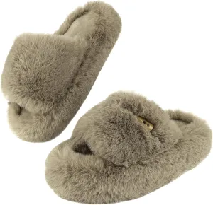 Women's Fuzzy Slippers | Comfy Memory Foam Plush Slides