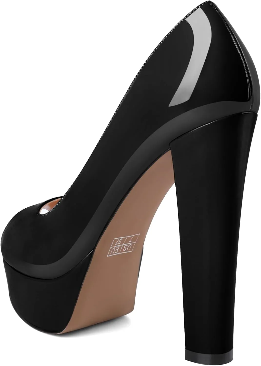 Women's High Heel Pumps Peep Toe Pump for Women Platform High Heels Chunky Block Heeled Shoes Sexy Dance Pumps 5.5 Inch Heel