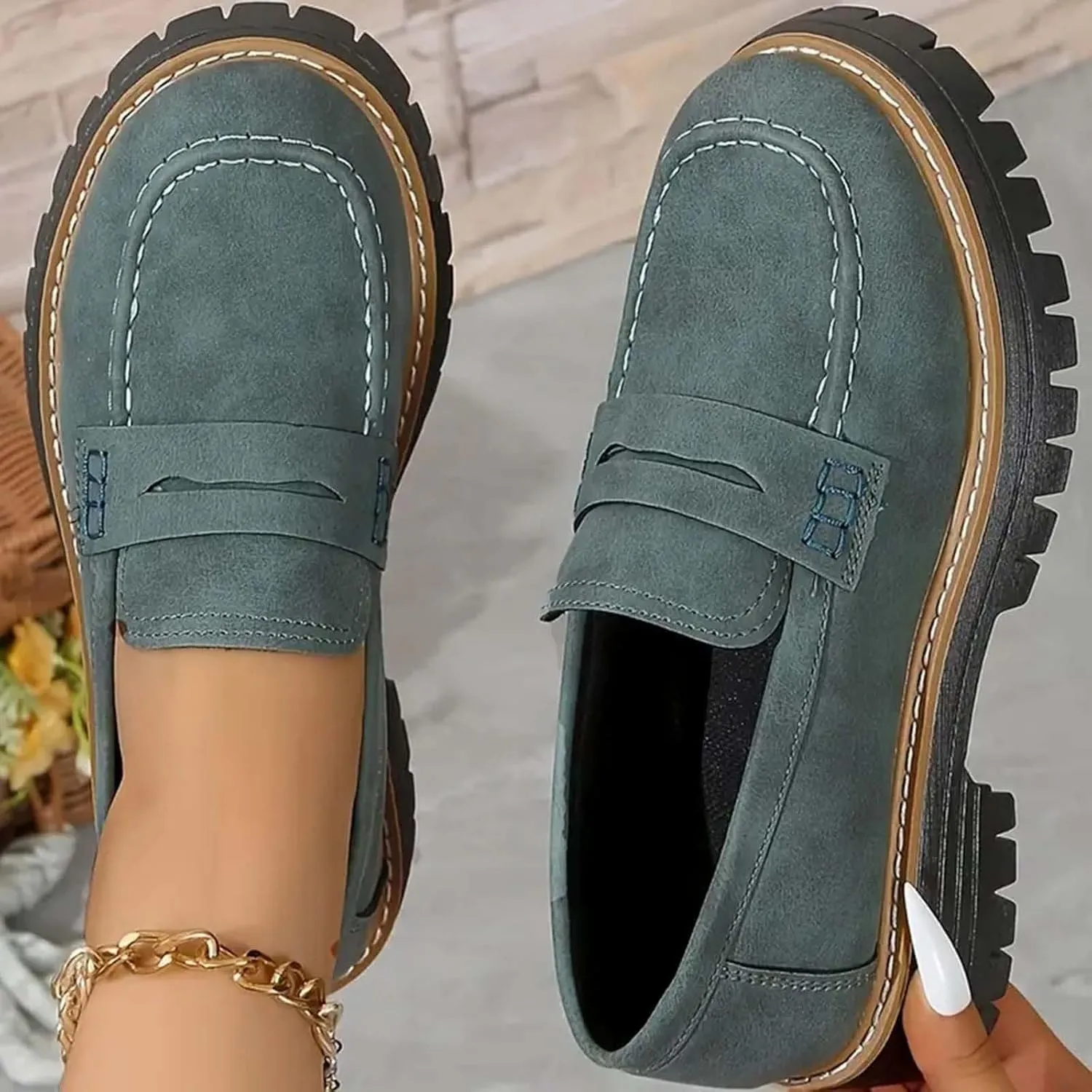 Womens Loafers Shoes Platform Chunky Penny Loafer Comfort Driving Moccasins Casual Slip-Ons Loafer Flats Fashion Business Work Shopping Travel Shoes