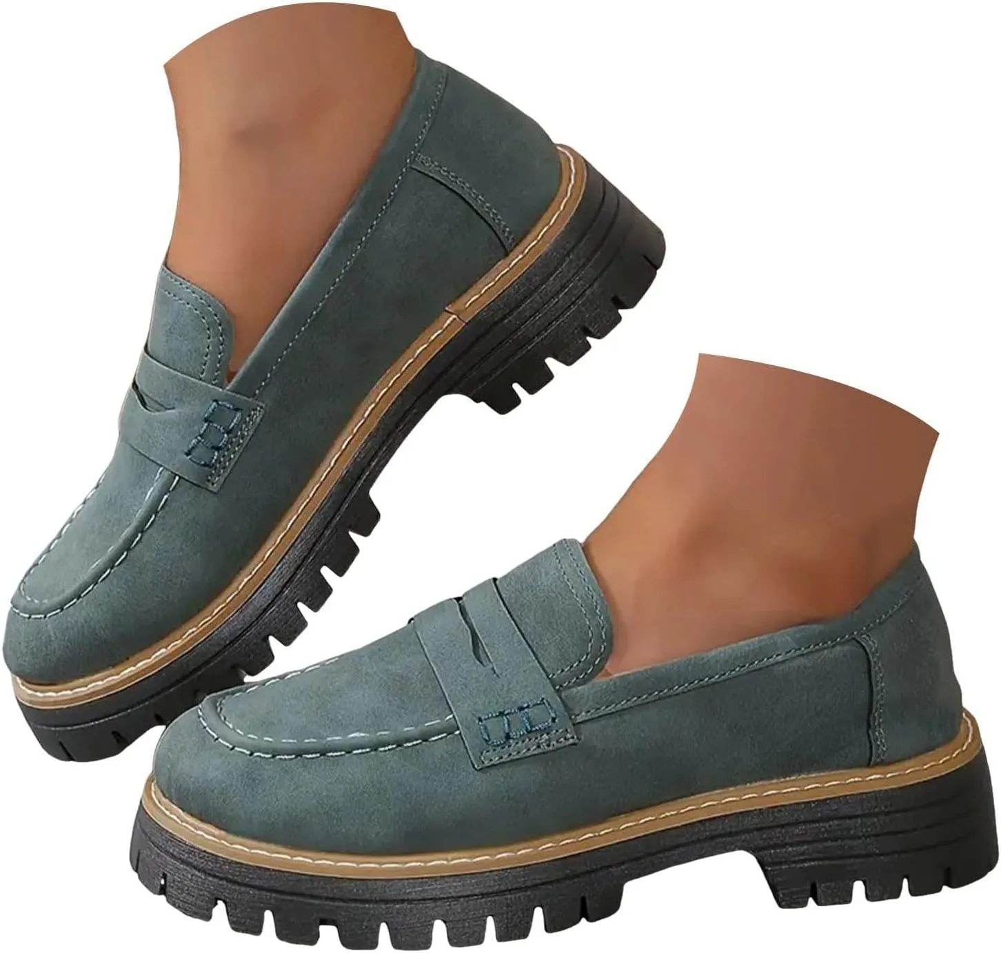 Womens Loafers Shoes Platform Chunky Penny Loafer Comfort Driving Moccasins Casual Slip-Ons Loafer Flats Fashion Business Work Shopping Travel Shoes