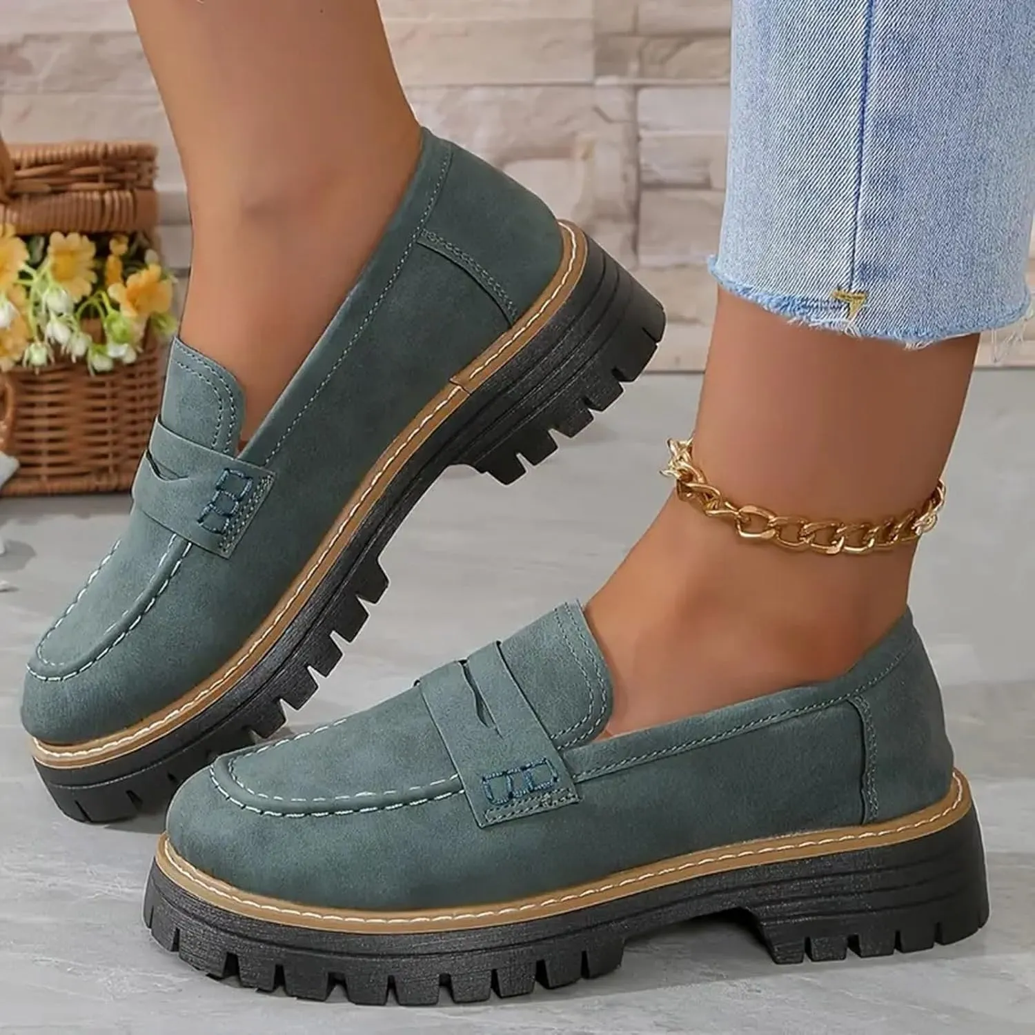 Womens Loafers Shoes Platform Chunky Penny Loafer Comfort Driving Moccasins Casual Slip-Ons Loafer Flats Fashion Business Work Shopping Travel Shoes
