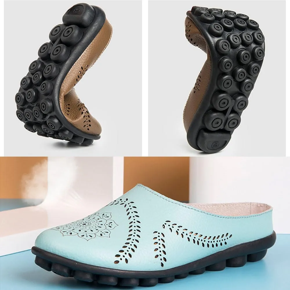 Womens Mules Slippers Summer Casual Sandals Shoes Hollow Slip Clogs Close Toe Breathable Slip On Flat Loafers Outdoor Comfortable Dressy Bohemian Platform Slipper Work Office Fashion Shoes