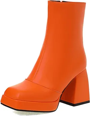 Women's Platform Chunky Block Heel Ankle Booties