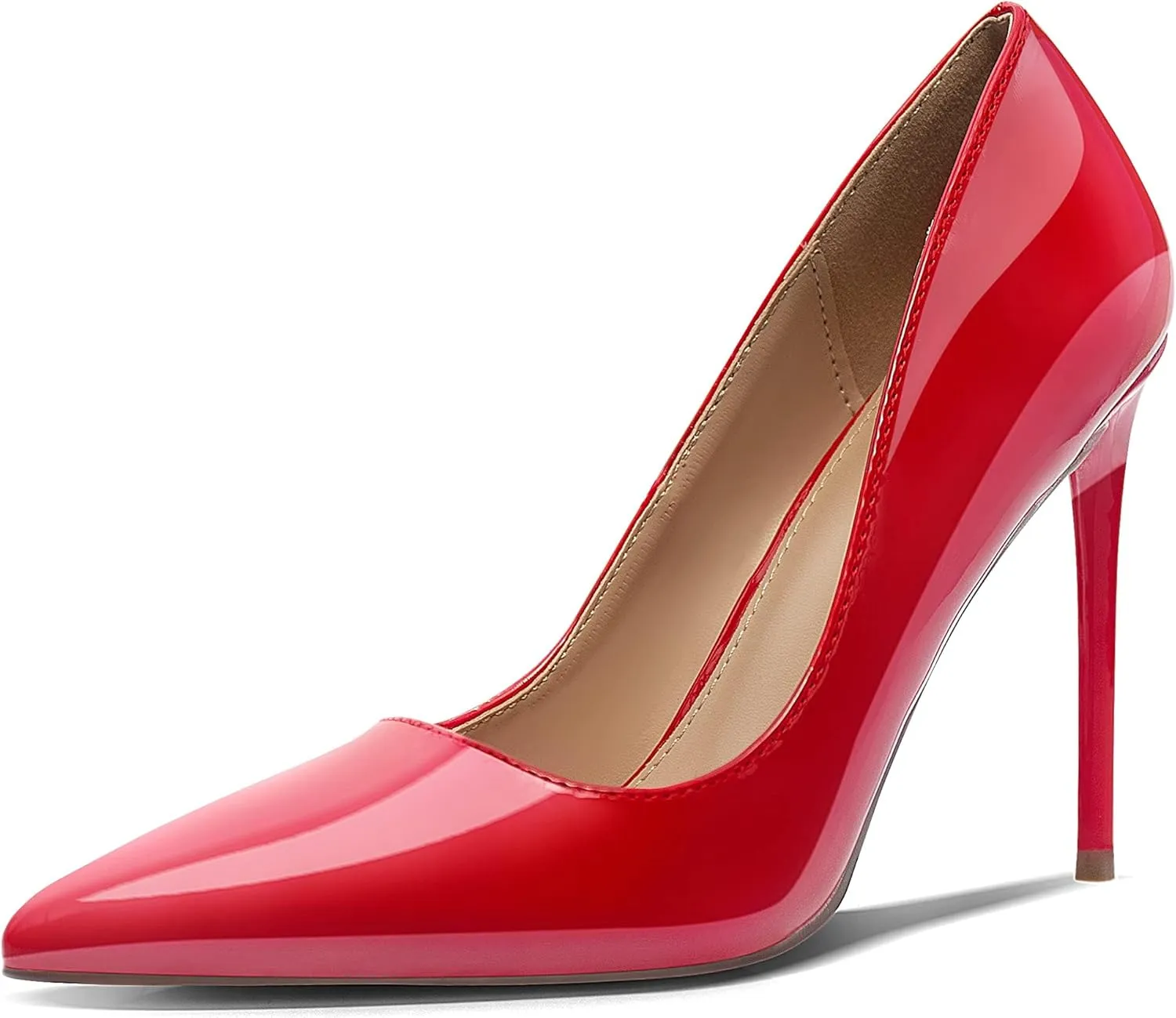 Women's Pumps Slip On High Heels with Pointed Toe 4.1 Inch Stiletto Bridal Party Dress Heels for Casual