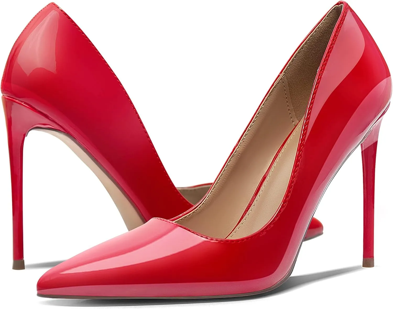 Women's Pumps Slip On High Heels with Pointed Toe 4.1 Inch Stiletto Bridal Party Dress Heels for Casual