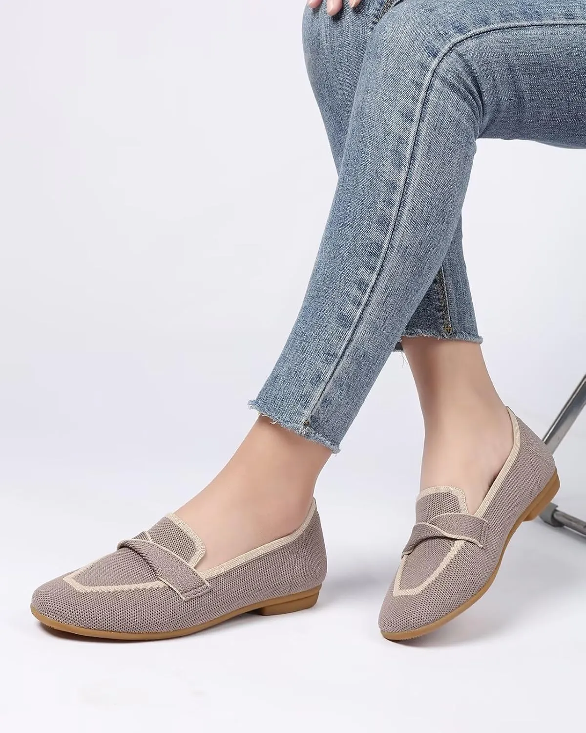 Women's Slip-on Loafer Soft Flats Comfort Knit Walking Office Work Penny Driving Dress Shoes