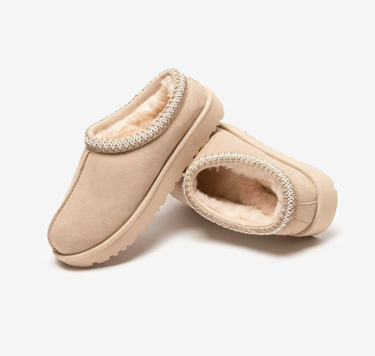 Women's Slipper Slip On For Women Suede Leather Comfy Fur Fleece Lined Short Mini Boot Indoor/Outdoor Tasman Slippers