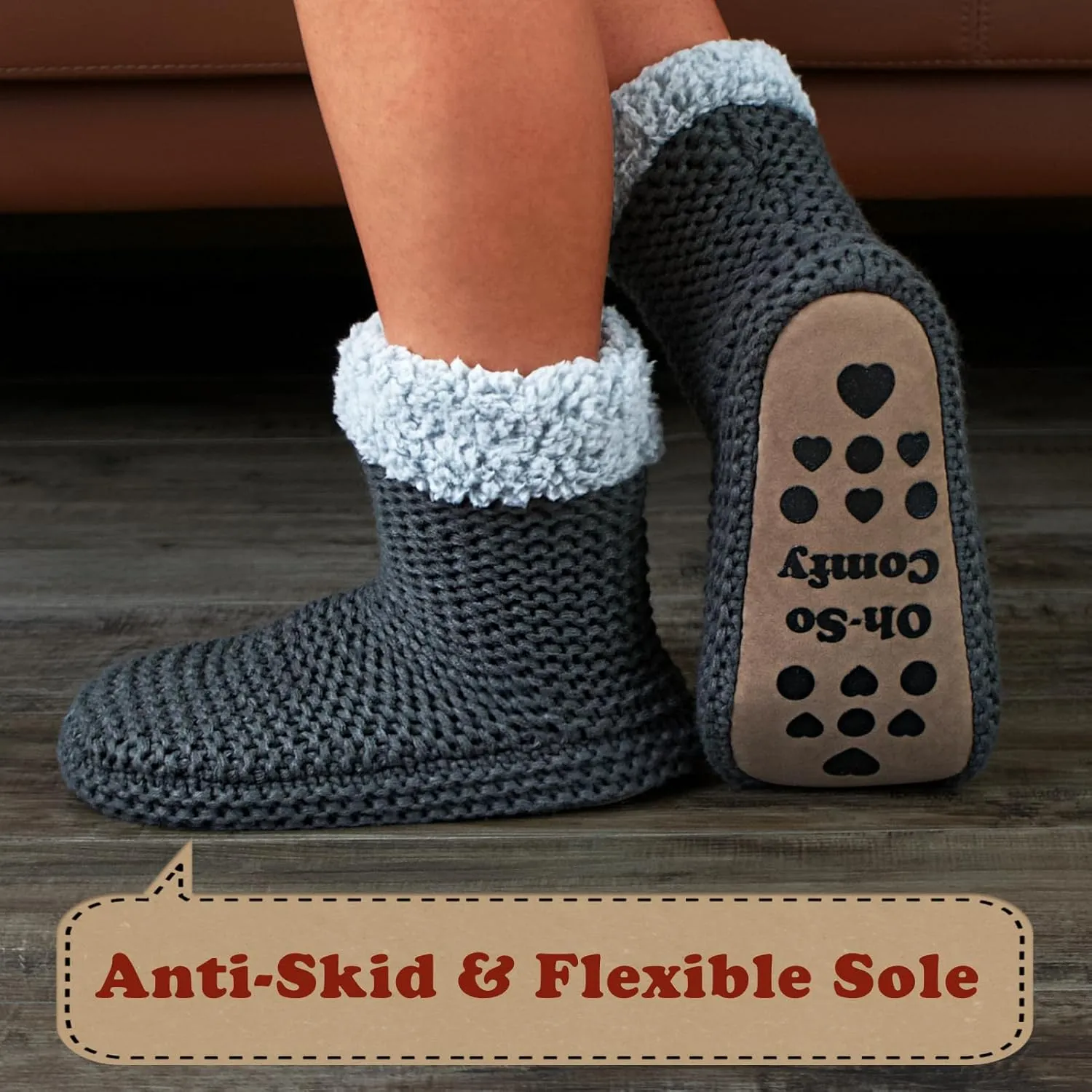 Women's Slipper Socks, Warm Fuzzy House Boots, Winter Fluffy Indoor Shoes, Cozy Christmas Gifts Unique