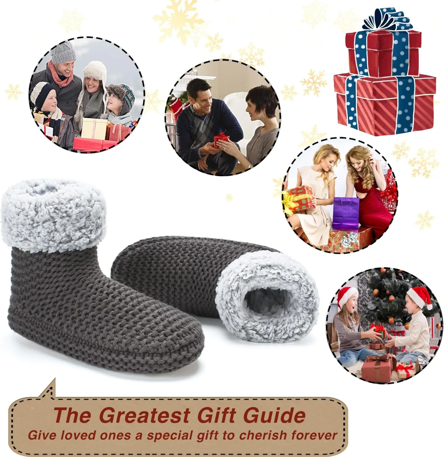 Women's Slipper Socks, Warm Fuzzy House Boots, Winter Fluffy Indoor Shoes, Cozy Christmas Gifts Unique