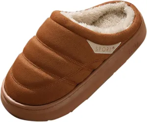 Womens Slippers Fur Fleece Lined Non Slip Slipper Sort Sole Flat Slipper Slip On Bedroom Slippers for Men Indoor