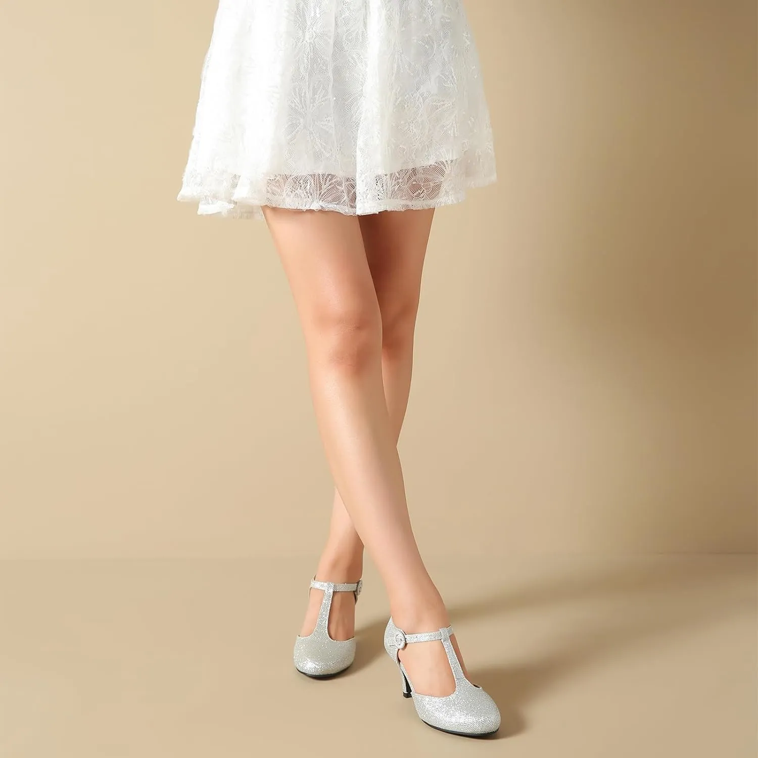 Womens T Strap Low Kitten Heels Ankle Strap Mary Janes Comfortable Vintage Closed Toe Wedding Pumps Dress Shoes