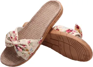 xsby Womens Cozy Indoor Cotton Flax Home Slippers Non-Slip Casual Sandals