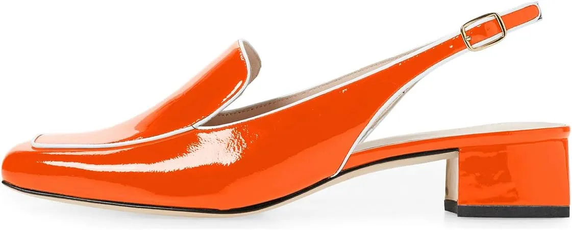 YDN Women Closed Square Toe Block Low Heels Slingback Formal Loafer Dressy Shoes Office Lady Pump Size 4-15 US