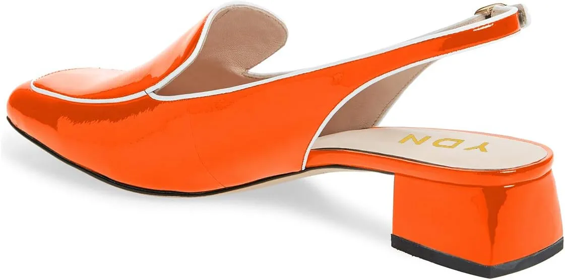 YDN Women Closed Square Toe Block Low Heels Slingback Formal Loafer Dressy Shoes Office Lady Pump Size 4-15 US
