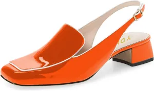 YDN Women Closed Square Toe Block Low Heels Slingback Formal Loafer Dressy Shoes Office Lady Pump Size 4-15 US